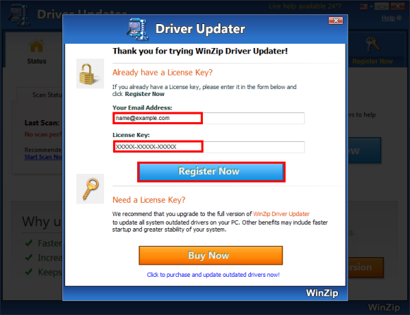 driver update registration key free